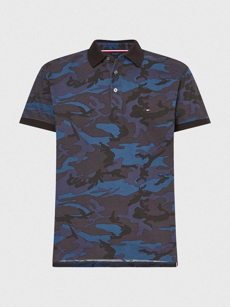 Férfi Tommy Hilfiger Regular fit camo print Polos Camo | HU 1079MQZ